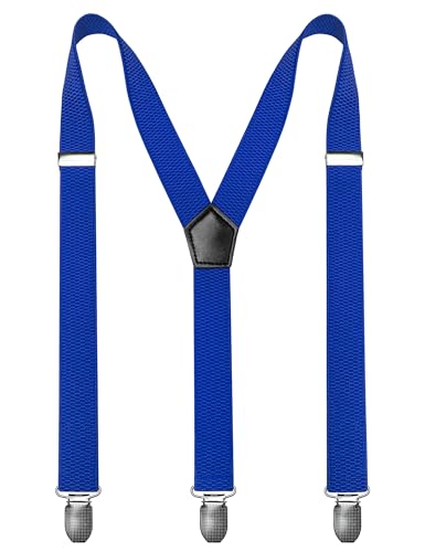 Image of RBOCOTT Mens Solid Color Suspender with 3 Cilps Adjustable Braces