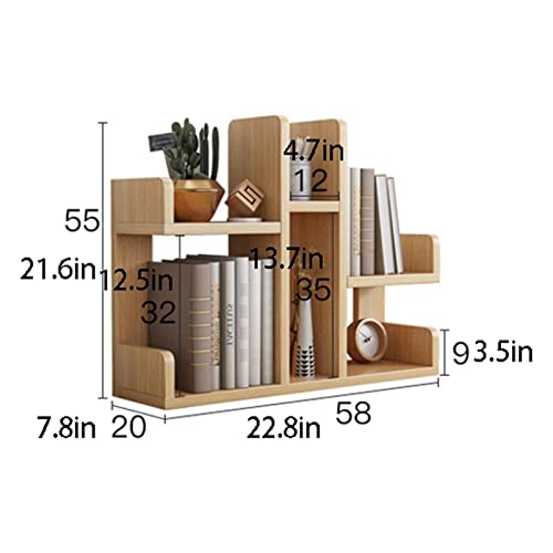 Wooden Bookshelf Creative Bookcase Large Capacity Storage Bookshelves Modern Minimalist Desktop Rack Bookcase Full moon - Image 4