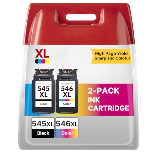 PG-545 CL-546 Ink Cartridge Replacement for Canon 545 546 XL Ink Cartridges PG-545 XL CL-546 XL for Pixma TS3150 TS3350 TS3355 TS3100 TR4550 TR4551 iP2850 MX495 MG2950 MG3050(1 Black 1 Colour)