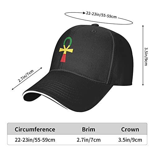 Gorra de béisbol ajustable Rasta Ankh unisex negra miniatura 5