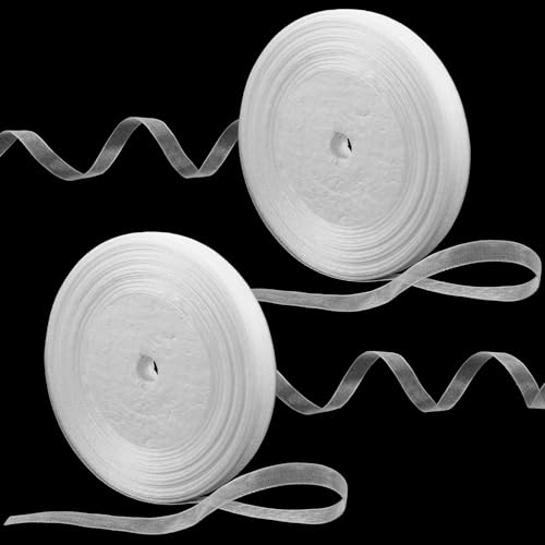Lot de 2 rouleaux de ruban en organza transparent blanc de 91,4 m de long et 1 cm de long en mousseline de soie pour emballage cadeau, mariage, artisanat,...