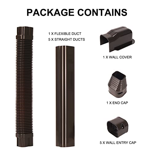 Kalkehay 3" W X 9Ft L Line Set Cover Kit For Ductless Mini Split Air Conditioners Brown Pvc Decorative Cover For Central Ac And Heat Pump Systems Tubing Cover #TOP7