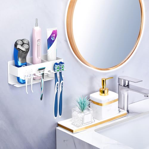 Image of Toothbrush Head Holders, Electric Tooth Brush Head Holder, Adhesive Toothpaste Holder for Shower Bathrooms, Wall Mounted Tooth Brushing Holder Organizer Storage (White, Large)