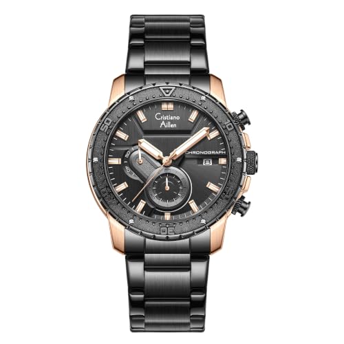 Image of Men's Analog Chronograph Watch for Men with Date Display, Luminous Hands, Water Resistant, Black Dial, Stainless Steel Strap, Casual & Formal Wrist Watch