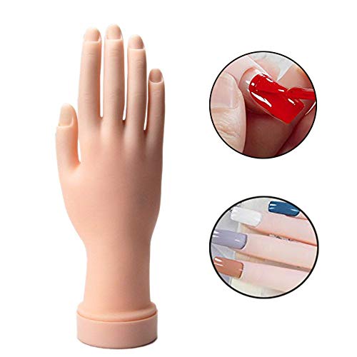 Nail Art Training Hand Flexible Movable Fake Hand Manicure Practice Tool (Pack of 1)