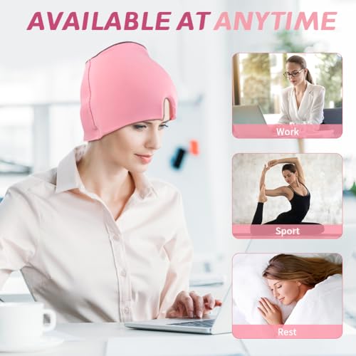 Image of Migraine Relief Cap, Soothing Headache Ice Face Mask Products | Hot and Cold Therapy, Migraine Headache Relief Cap for Migraine, Sinus, Puffy Eyes, Tension, Stress and Hangover