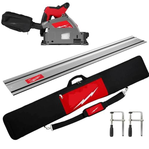 For Milwaukee.v M18 FUEL 6 1/2 Inch Plunge Track Saw (Bare Tool) with 55inch Guide Rail with Clamps & Bag Bundle