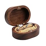 Material: la caja de doble anillo está hecha de madera maciza de nogal negro, que es retro, elegante y duradera.