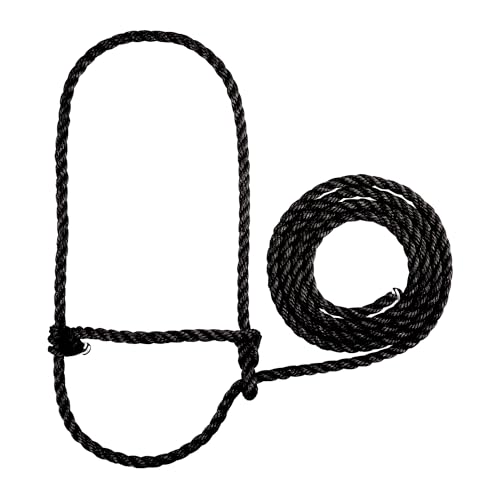 Weaver Livestock Braided Poly Rope Cattle Halter Adjustable Modern Style Cow Calf Halter Livestock Handling Equipment for Showing Black