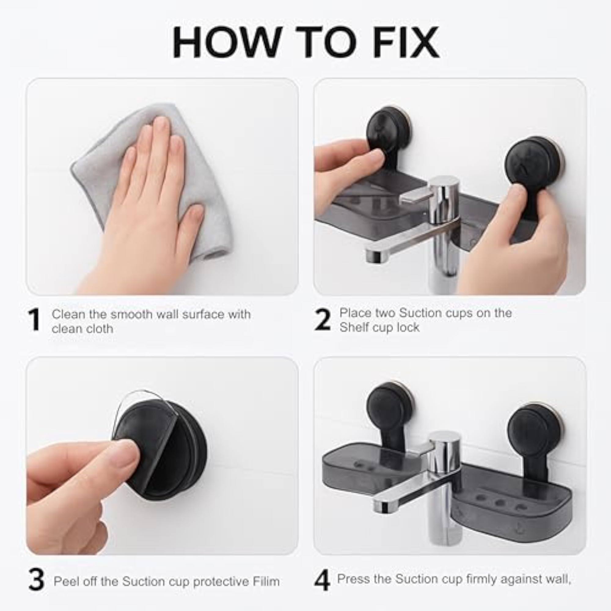 Bathroom Sink Organiser with Suction Cups, Transparent Caddy
