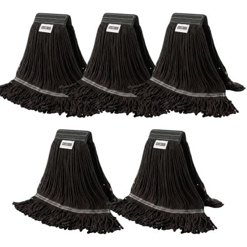 Image of Heavy Duty Wet Industrial Cleaning Mop Head - 21 oz Black mop Head Replacement Cotton Washable Industrial mop Heads Heavy Duty for Commercial & Home Cleaning(Balck)