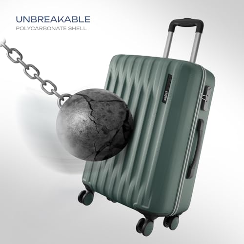 Image of Safari Ray Neo 8 Wheels Set of 3 Trolley Bags, Hard Case Polycarbonate 360 Degree Wheeling Carry on & Check-in Luggage for Men & Women, Suitcase for Travel, Trolley Bags for Travel, Sage Green