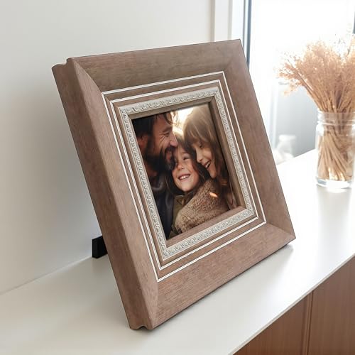 Image of Art Street Elegant Table Photo Frame for Tabletop With Back Stand, 5x5 Inch Photo, Decorative Frames Perfect for Home Decor, Unique Gift Idea, Wedding, Return Gift (Wood Brown)
