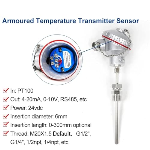Sensor PT100 de alta estabilidad con rango 0-100°C para lecturas exactas 3