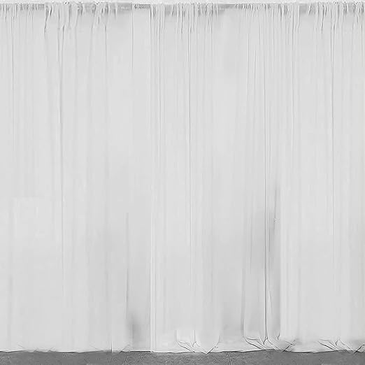 Image of HOME BUY Decoration Tulle White net Curtain Backdrop Birthdays,Christmas,Anniversary,Baby Shower,Photo Shoot, Wedding Party,Stage Background,Ceremony,net parda -Set of 2 Pieces (2 Items)