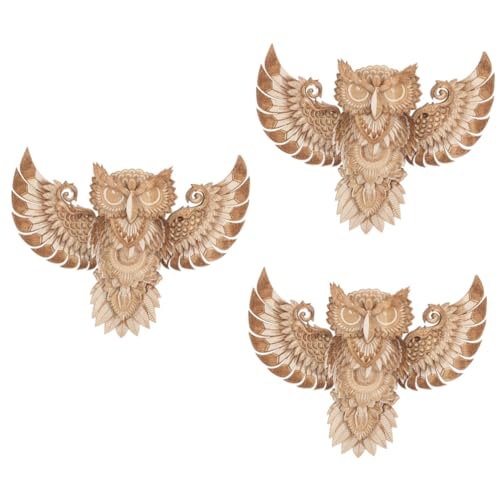 Ornement de hibou ancien en bois sculpté effet 3D artisanal