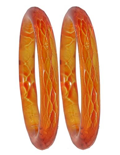 Image of ZULKA Get your traditions Glass With Diamond Pattern Glossy Finished Kada Set For Women and Girls