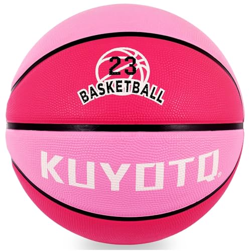 KUYOTQ Kids Youth Size 5 (27.5) Red Pink Girls Basketball Premium Rubber Indoor Outdoor Game Training Competition Sports Official Basketballs Gifts(Deflated Without Pump)