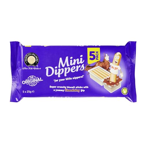 Image of Huntley & Palmers Mini Dippers The Original Super Crunchy Biscuit Sticks with Yummy Chocolatey Dip 5 Packs (5 X 25g) 125g