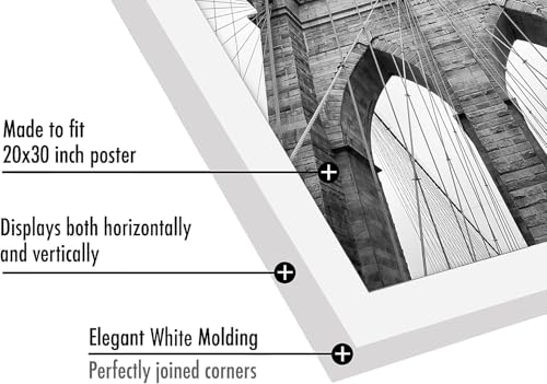 Americanflat 20x30 Poster Frame with Polished Plexiglass - White Picture Frame - Wide Photo Frames Made of Engineered Wood for Vertical or Horizontal Wall Display - Epic Collection - White