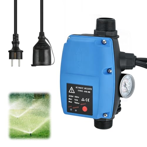 Régulateur de Pression électronique Réglable, Commutateur de Contrôle de Pression de Pomp à Eau Automatique avec Manomètre pour Pompe Submersible, Pompe...