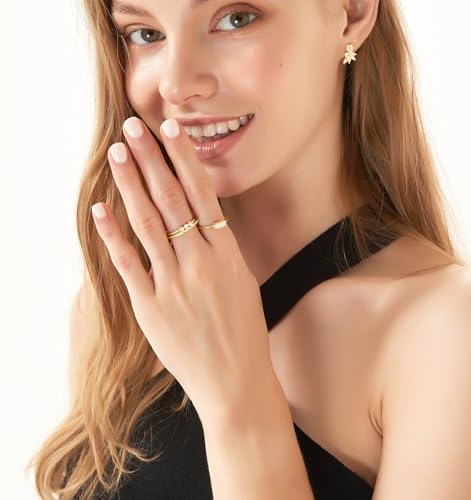 TIGRADE Half Eternity Ring for Women, Baguette Cubic Zirconia Anniversary Thin Stacking Ring, Minimalist CZ Statement Band, Size 3-114