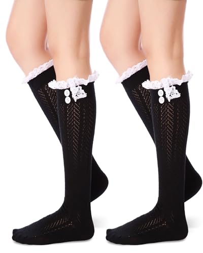 Image of Syhood Long Button Boot Socks with Lace