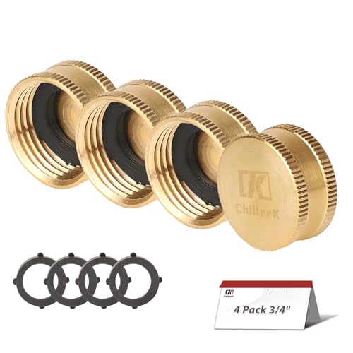 Brass Garden Hose End Plug Caps With Washers 4 Pack 3/4 Female End Caps With 4 Washers Brass Spigot Cap.