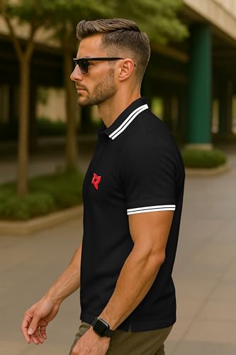 Image of Dagcros Classic Men's Polo T-Shirt with White Trim, Short Sleeve for Mens