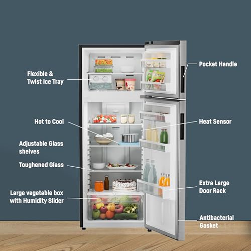 Image of Liebherr 245L 2 Star inverter, Hot to Cool, Pocket Handle, Frost Free Double Door Refrigerator, 20 Years Warranty on Compressor, Freezer 51 L, Vegetable Organiser, Silver steel (2024 Model)