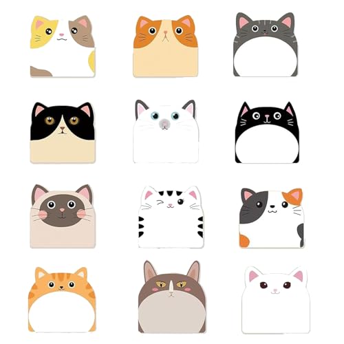 LOQDNGN 付箋 12個セット 合計360枚 可愛い動物型 強粘着 メモ用紙 ズ付箋セット 勉強 仕事 メッセージシール 漫画メモステッカー 文房具