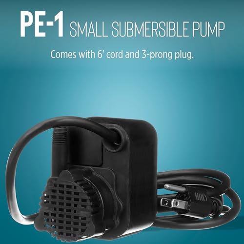 Image of Little Giant PE-1 115 Volt, 1 /125 HP, 170 GPH Epoxy Encapsulated Small Submersible Direct Drive Pump for Water Fountains, Machine Tool Coolants, and Water Transfer with 6 Ft. Cord, Black, 518200