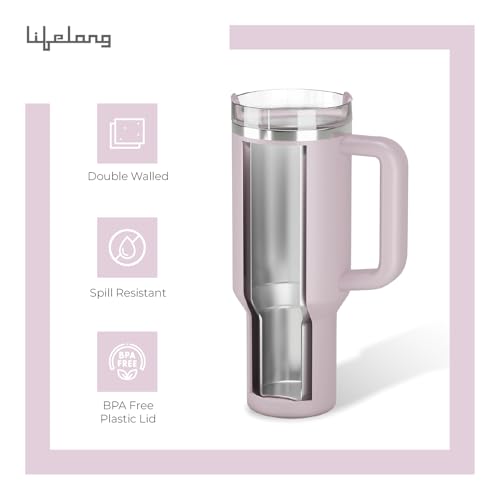 Image of Lifelong Double-Walled Vacuum Insulated Tumbler with Unbreakable Tritan Lid 1200ml | Keeps Drinks Hot for 5 Hours & Cold for 9 Hours | Recycled Stainless Steel, Leakproof Lid & Comfort-Grip Handle