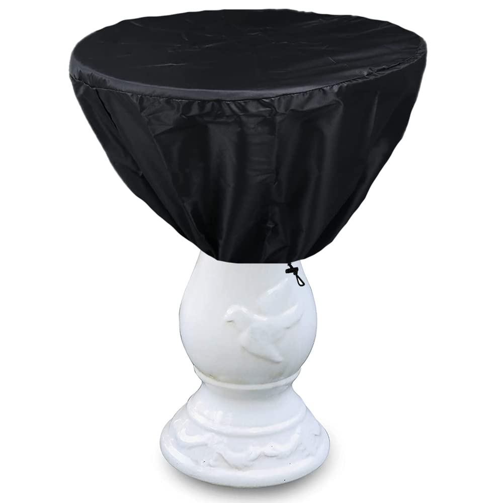Skyour Bird Bath Cover Waterproof Patio Outdoor Birdbath Fountain Covers for Garden Round Bird Bath Cover with Windproof Elastic Drawstring (35x20in)