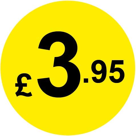 Permanent Adhesive - Black & Yellow 30mm Price Stickers/Labels from 10p to £5.25, 200, £3.95 — image 1