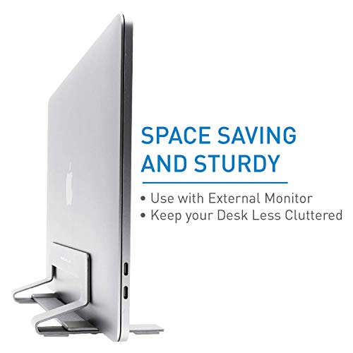 Macally Ultra Slim Wired Computer Keyboard and Vertical Laptop Stand, Declutter Your Desk, Declutter Your Mind
