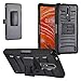 Eaglecell - Compatible with Nokia 3.1 Plus (Cricket Wireless) - Hybrid Armor Case w/Stand/Belt Clip Holster + Tempered Glass Screen Protector - CV1 Black