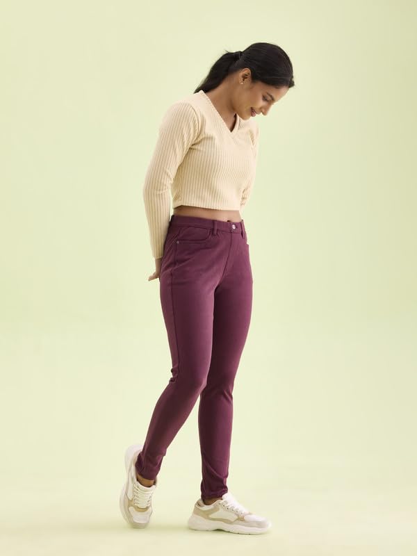 Image of GO COLORS Women Solid Super Stretch Warm Jeggings
