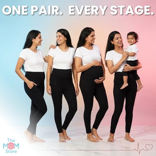 Image of The Mom Store Comfy Maternity Leggings | Comfortable | Soft | Pre and Post Pregnancy | Comfort Stretch Pregnancy Leggings for Women