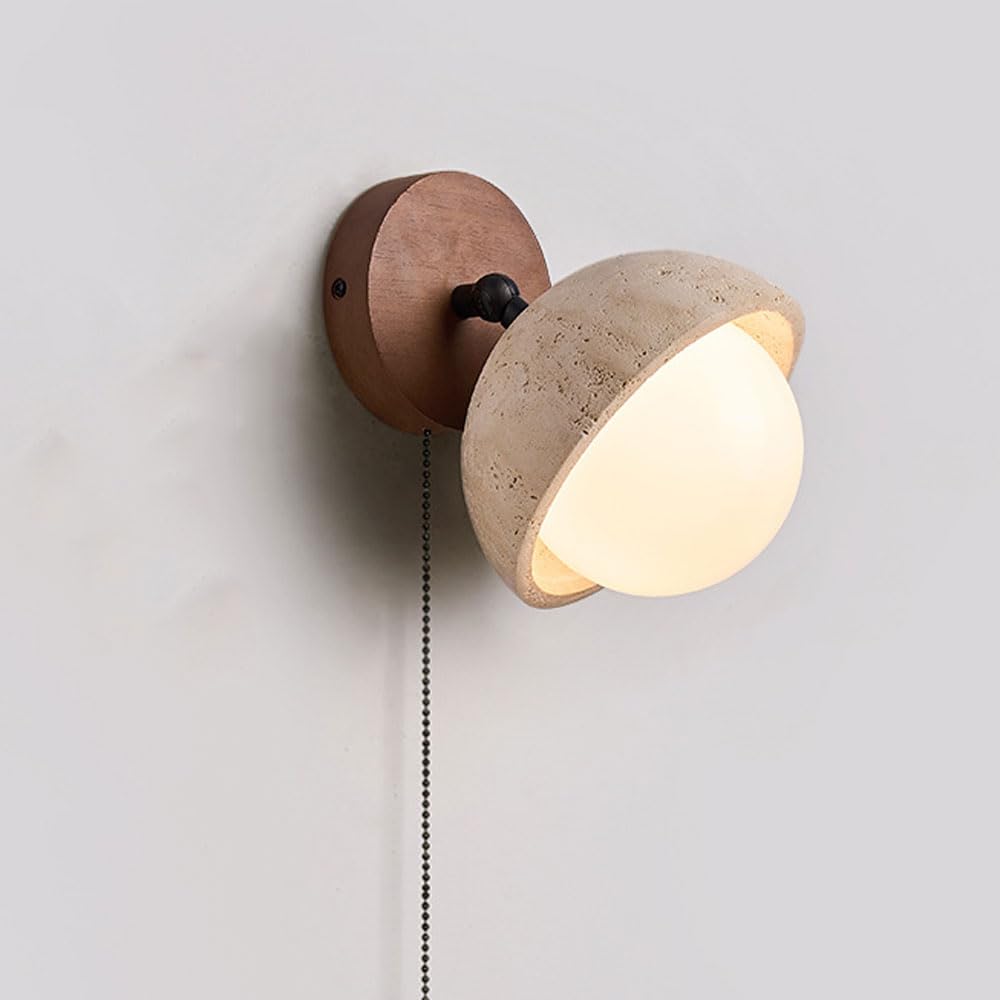 Lámpara de pared de piedra natural travertino con acabados artesanales