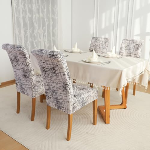 FORCHEER Dining Chair Cover for Dining Room Set 4 Pack Printed Seat Slipcovers for Office Computer Chairs Protector Wedding Banquets Party