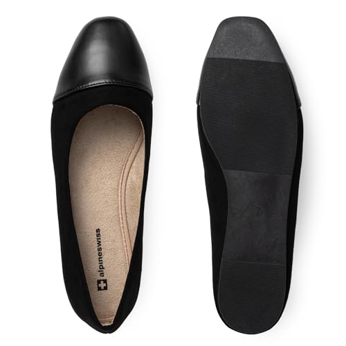 Alpine Swiss Tory Womens Square Toe Ballet Flats Cap Toe Slip On Comfort Shoes4