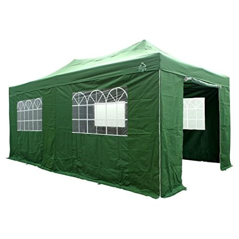 All Seasons Gazebos 3x6m Heavy Duty Fully Waterproof Pop up Gazebo with 4 Premium Side Walls - Green Cover