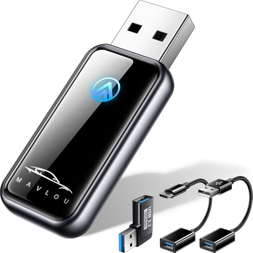 Wireless Android auto Adapter UK, Mavlou Stable Fast Mini Android auto Wireless Dongle, Convert Wired Android auto to Wireless, Plug & Play, OTA Upgrade, for Android 11+ & Cars with Wired Android auto