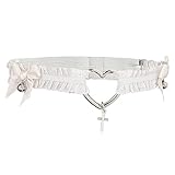 deladola Women Lace Thigh Garter Belt White Heart Garters Adjustable Leg Accessories