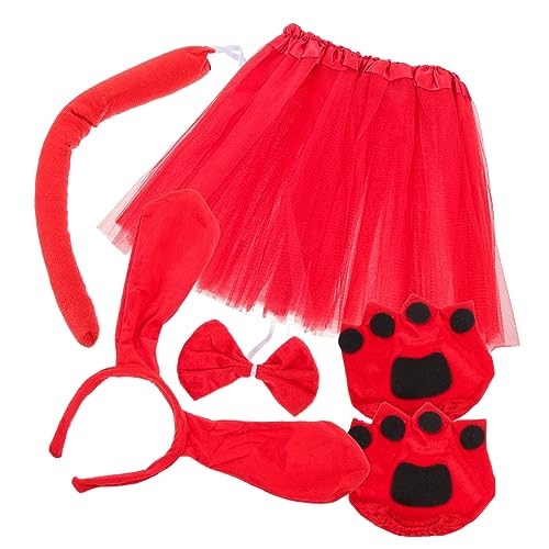 WRITWAA 3 Sätze Dackel Stirnband Dalmatiner Nase Mesh Rock Set faschingkostüme hundeschwanz dog costume Hundenase Hundepflegetisch Marienkäfer Welpenkostüm Cosplay-Versorgung Stoff