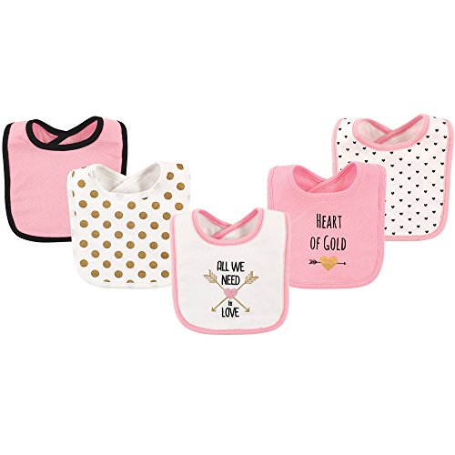 Image of Hudson Baby Unisex Baby Cotton Bibs, Heart, One Size