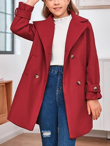 rrhss Girls Wool Blend Coat Double Breasted Classic Jacket Spring Fall Outwear Dress Coats With Pockets2