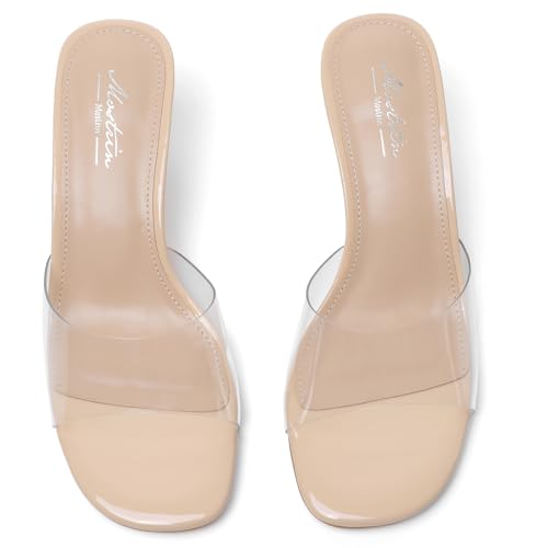 Image of Mostrin Kitten Heels for Women Summer Mules Heels Stiletto Heeled Sandals Slip On Backless Dressy Womens Sandals