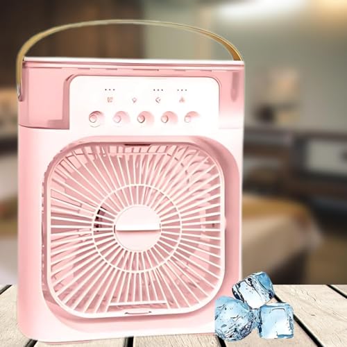 Image of Drumstone [Limited Edition with 5 Years Extanted Warranty] USB Powered Portable Air Conditioner Fan | 3-Speed, 7-Color Light | Mini AC & Humidifier for Shop, Office, Home Use